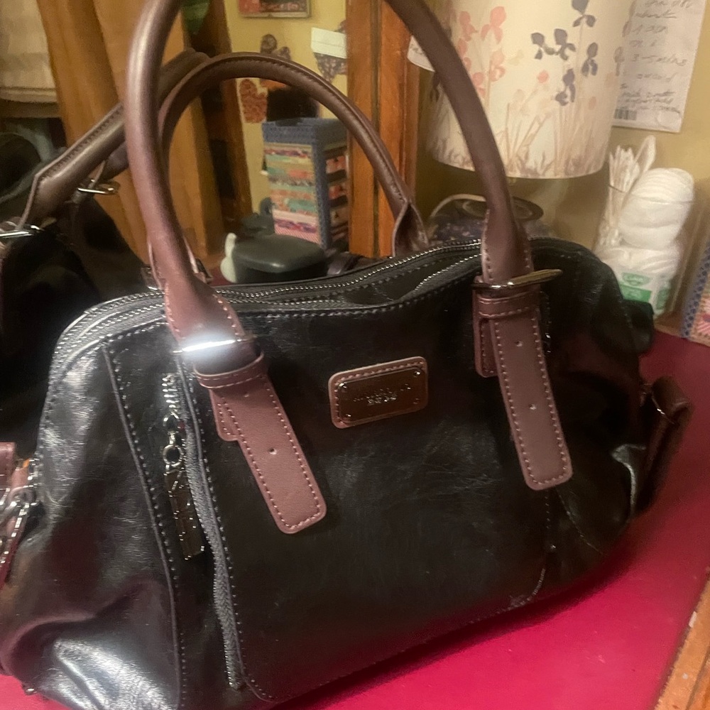 Patent Black leather bag.